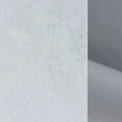 Verre Trempé Dépoli Acide - Motif Mimosa 